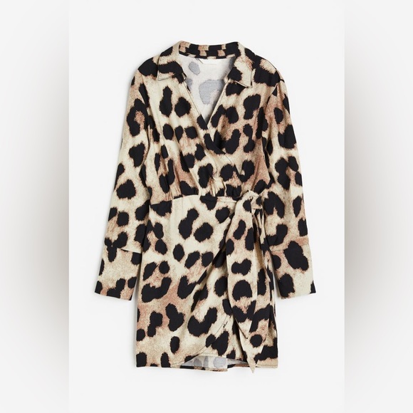 H&M | Wrap Dress Light beige/leopard print XS - Picture 4 of 7